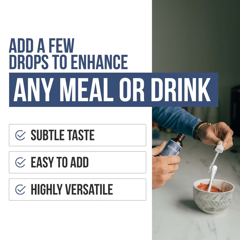 Sublingual selenium drops being dispensed