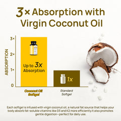 Virgin coconut oil carrier illustration for fat-soluble vitamins