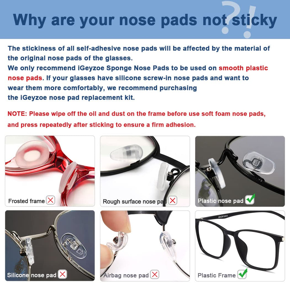 Close-up of self-adhesive anti-slip nose pads