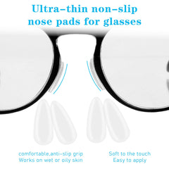 Self-adhesive nose pads being installed on glasses