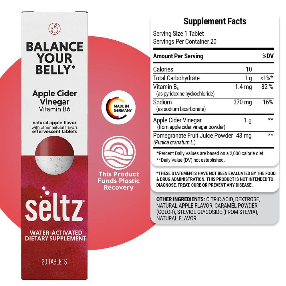 Seltz tube next to a hand for scale, showing compactness and convenience benefit