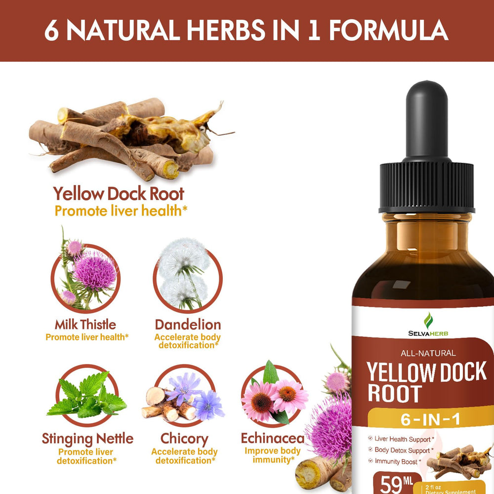 Close-up of the product packaging with 6-in-1 herbal tincture