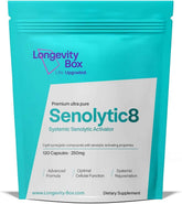 Front view of Senolytic Anti-Aging Supplement bottle