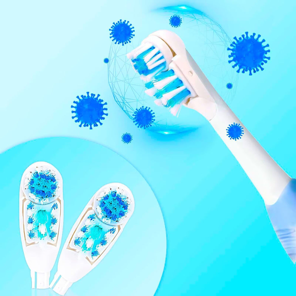 Four replacement toothbrush heads in package