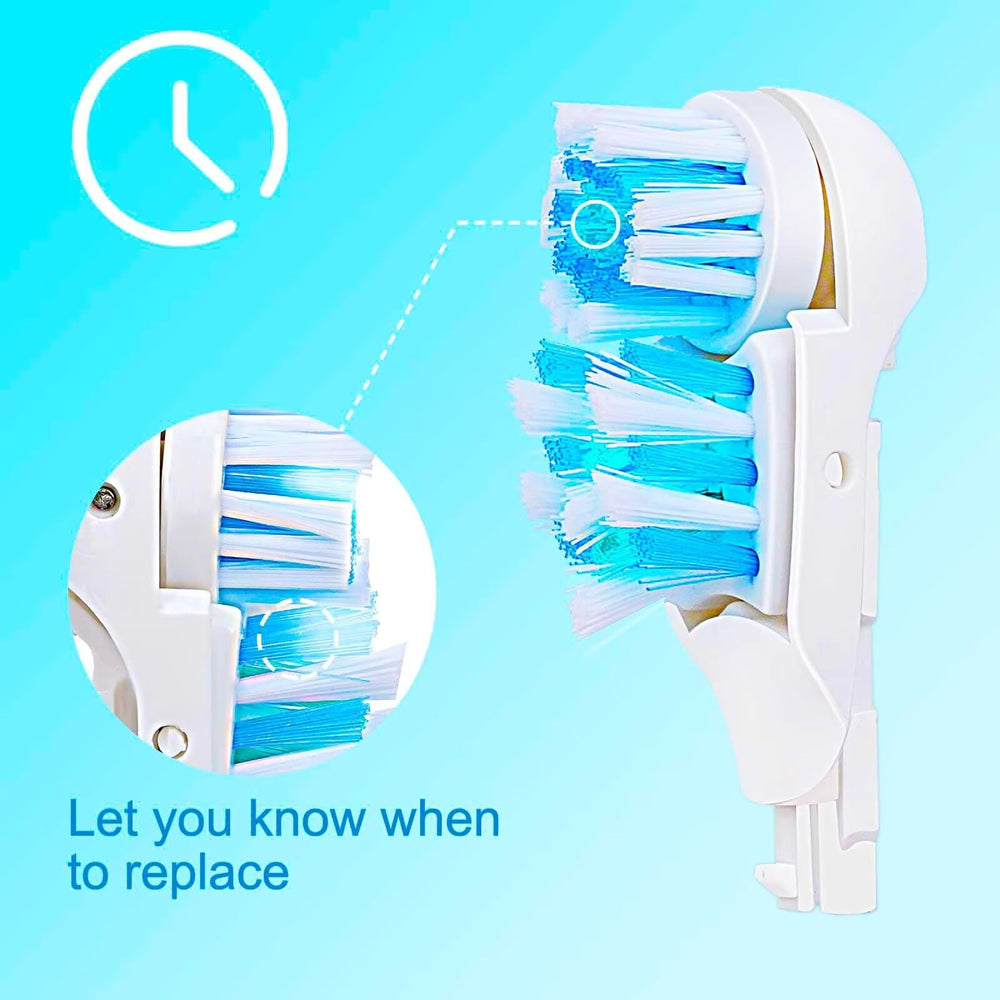 Packaging showing four replacement toothbrush heads and compatibility with Braun/Oral-B Cross Action Power