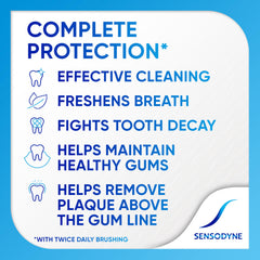 Enamel-strengthening Sensodyne toothpaste for sensitivity relief.