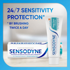 Back label showing directions and ingredients on Sensodyne Deep Clean toothpaste