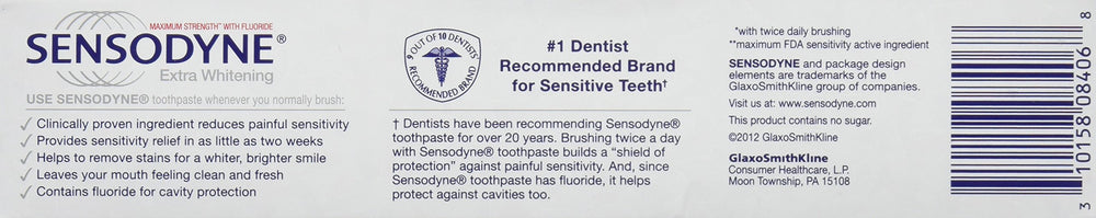 Pack of 3 Sensodyne Extra Whitening Toothpaste 6 oz