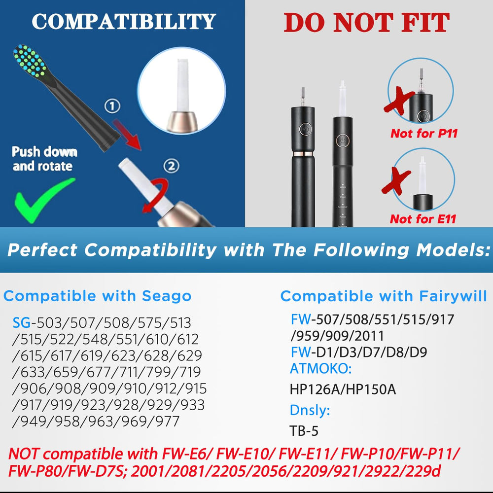 Senyum 10-pack Fairywill replacement heads for FW-D1/D3/D7/D8