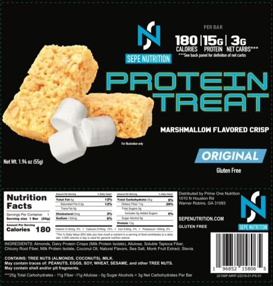 Sepe Nutrition Protein Treat allergen notice visible for informed allergy decisions.