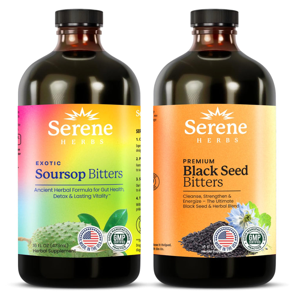 Serene Herbs Soursop Bitters Bundle bottles displayed in a row