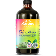 Serene Herbs Soursop Bitters Liquid bottle on a white background