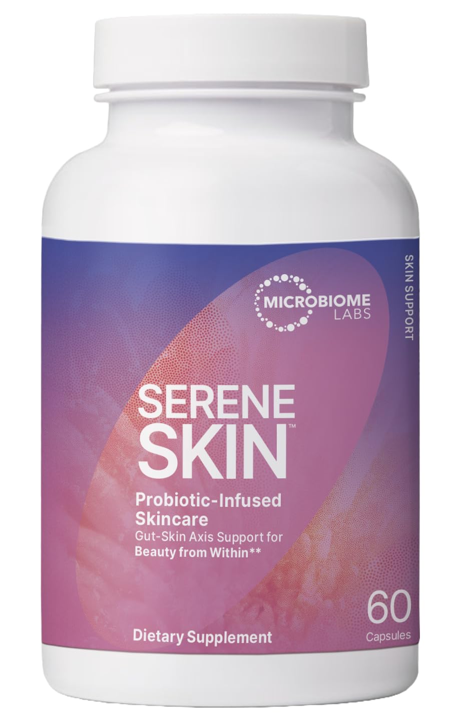 SereneSkin bottle front view with capsules