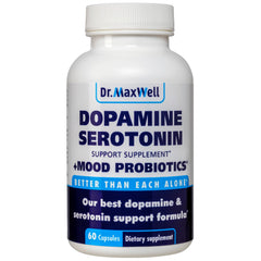 Front view of Serotonin and Dopamine supplement bottle