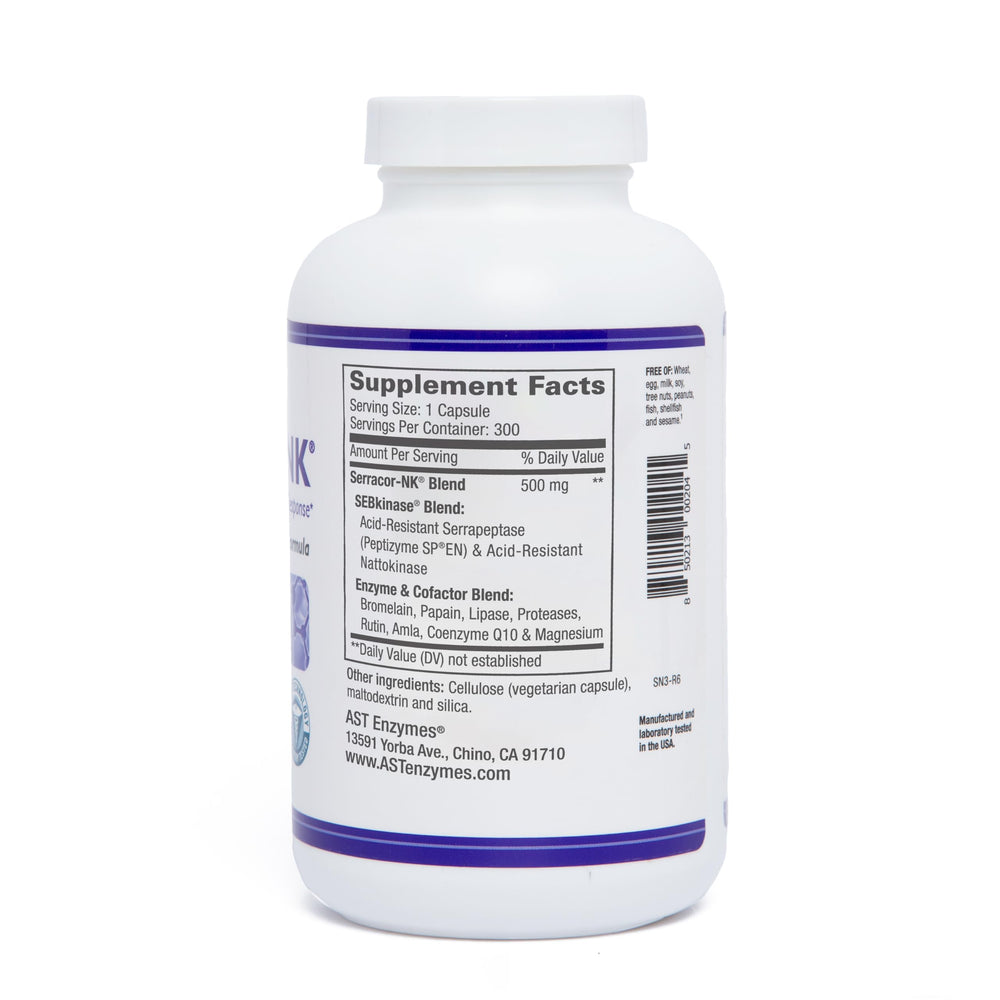 Serracor-NK ingredients highlighting systemic enzyme blend