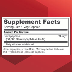 Close-up of Serrapeptase 60,000 units digestive enzyme capsule