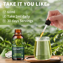 Serving suggestion with water and soursop drops