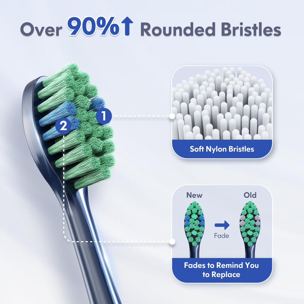 Set of seven brush heads with fade reminder