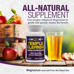 7 Lights Temple Cleanse bottle back showing quick, comfortable support for regularity.