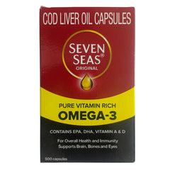 Seven Seas Cod Liver Oil packaging and bottle