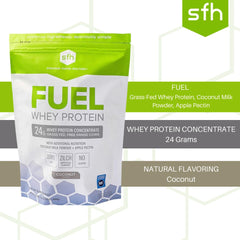 SFH Fuel shake beside water demonstrates easy blending and convenient energy.