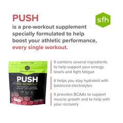 SFH Push fruit punch with water shows clean, palatable energy.