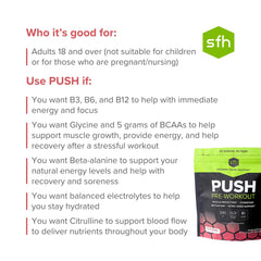 SFH Push label close-up highlights clean ingredients and labeling.