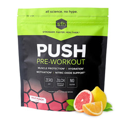 SFH Push pre-workout fruit punch tub ready for workouts, boosting focus and energy.