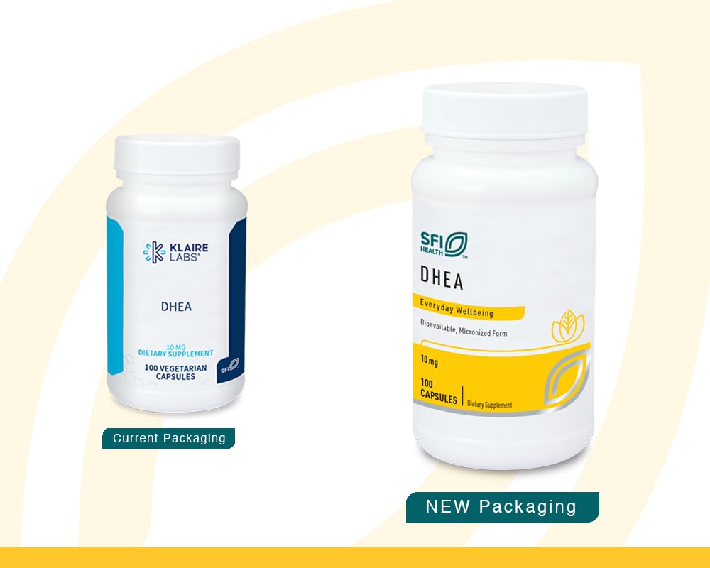 DHEA 10 mg capsules close-up - 100 capsules