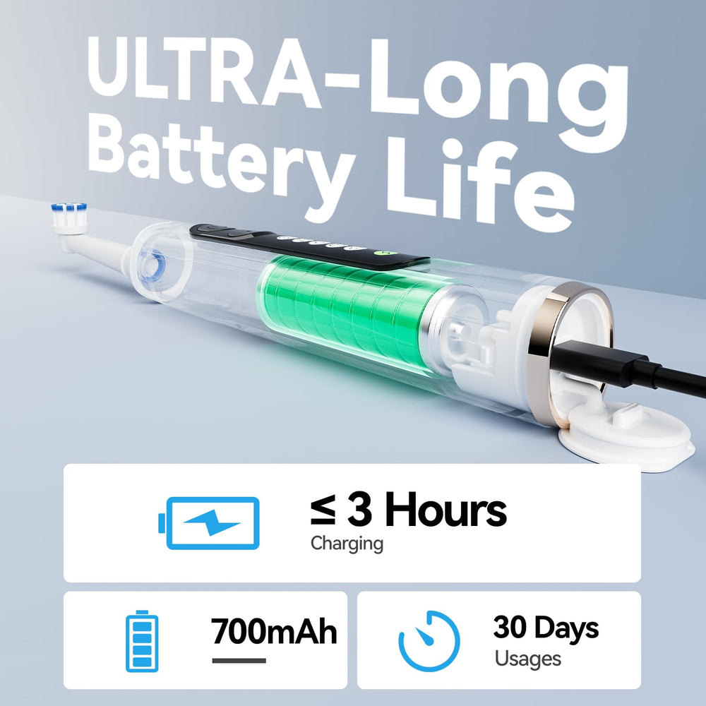 Type-C fast charging port on the toothbrush handle