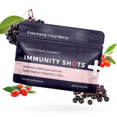 Front view of SGC Immunity Shots Elderberry and Goji Berry 500mg gummies