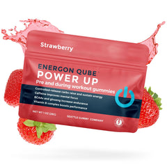 SGC Power Up gummies bottle showcases strawberry flavor and portable endurance energy.