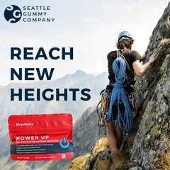 Lifestyle shot of gummies in a gym bag for on-the-go energy