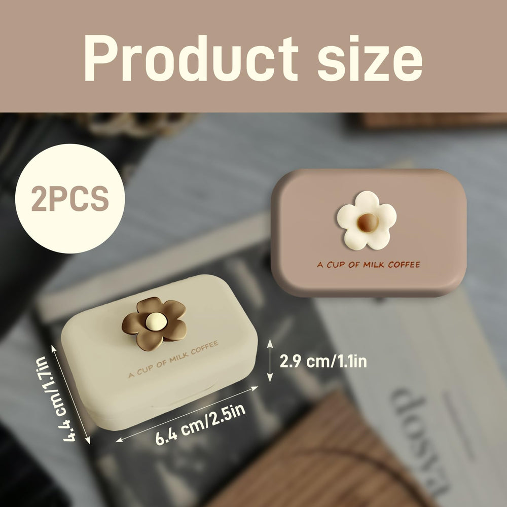 Beige and coffee-colored 3D flower design travel lens case with accessories