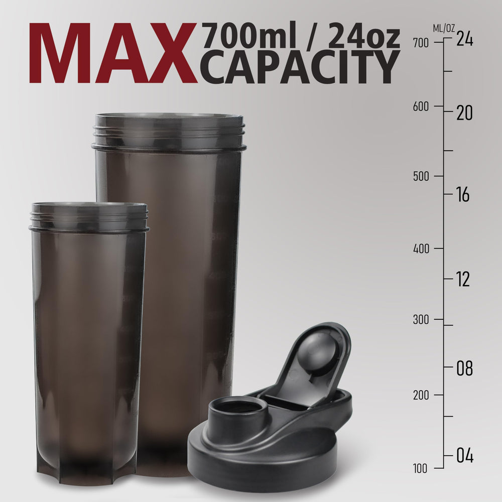 ShakerZoo 6-pack black 20 oz shaker bottle with liquid
