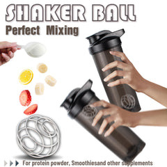 ShakerZoo 6-pack black 20 oz shaker bottle with wide mouth