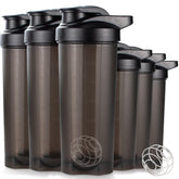 ShakerZoo 6-pack protein shaker bottles in black with 24 oz capacity