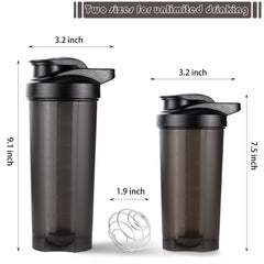 ShakerZoo 6-pack black 24 oz shaker bottle side view