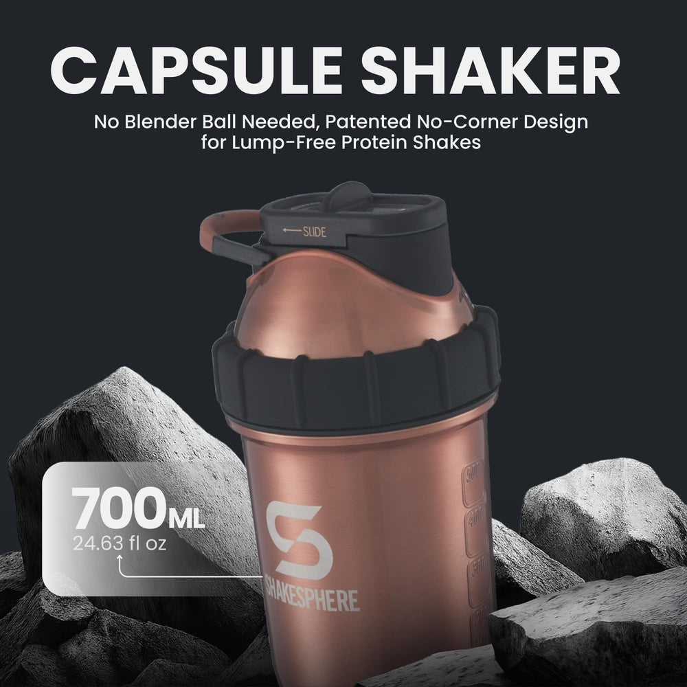 SHAKESPHERE BPA-free steel bottle exterior emphasizing durability and dent resistance.