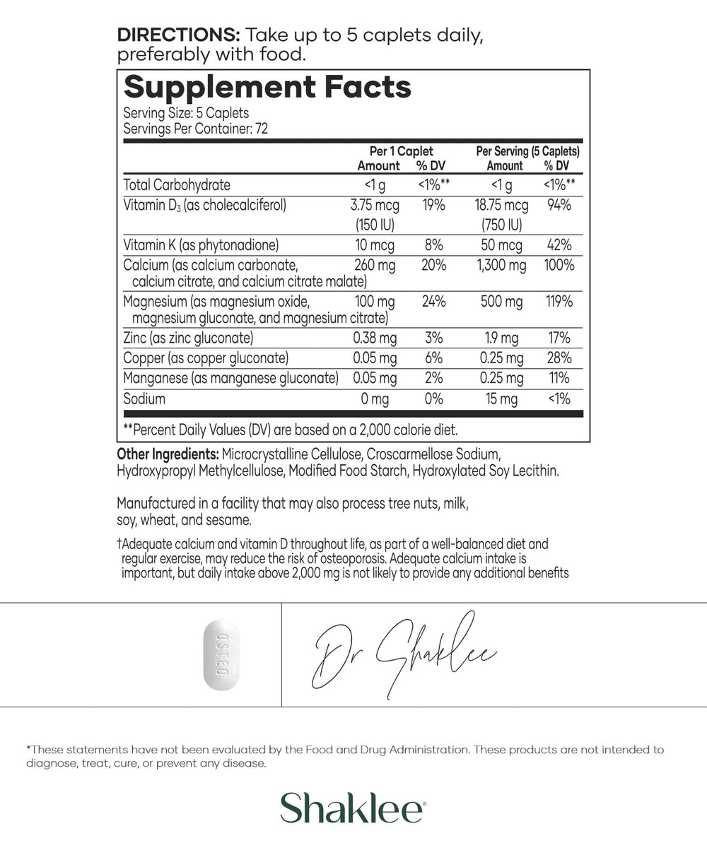 Calcium and magnesium with vitamins D and K for bone support