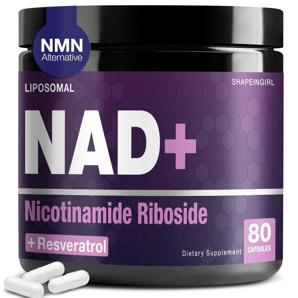 SHAPEINGIRL NAD+ supplement bottle with NR and Resveratrol 900mg