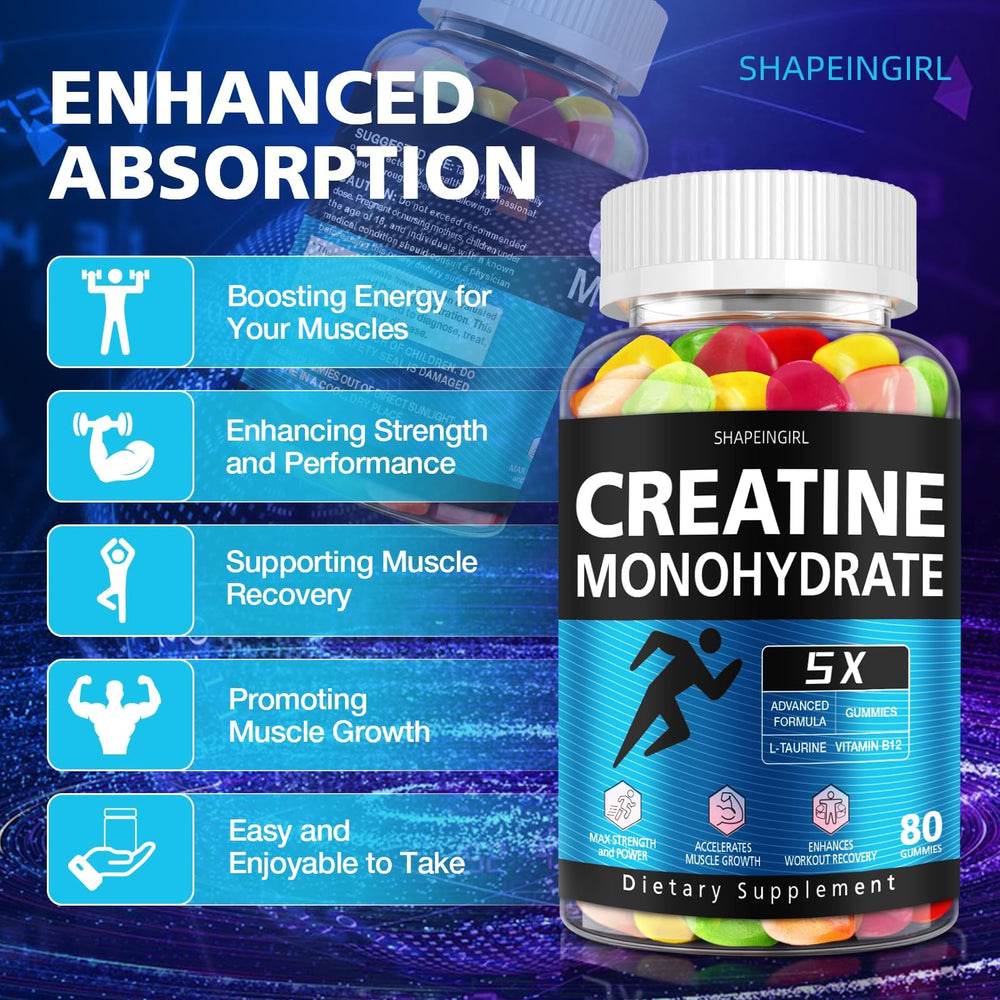 SHAPEINGIRL Creatine Gummies 80-count back panel