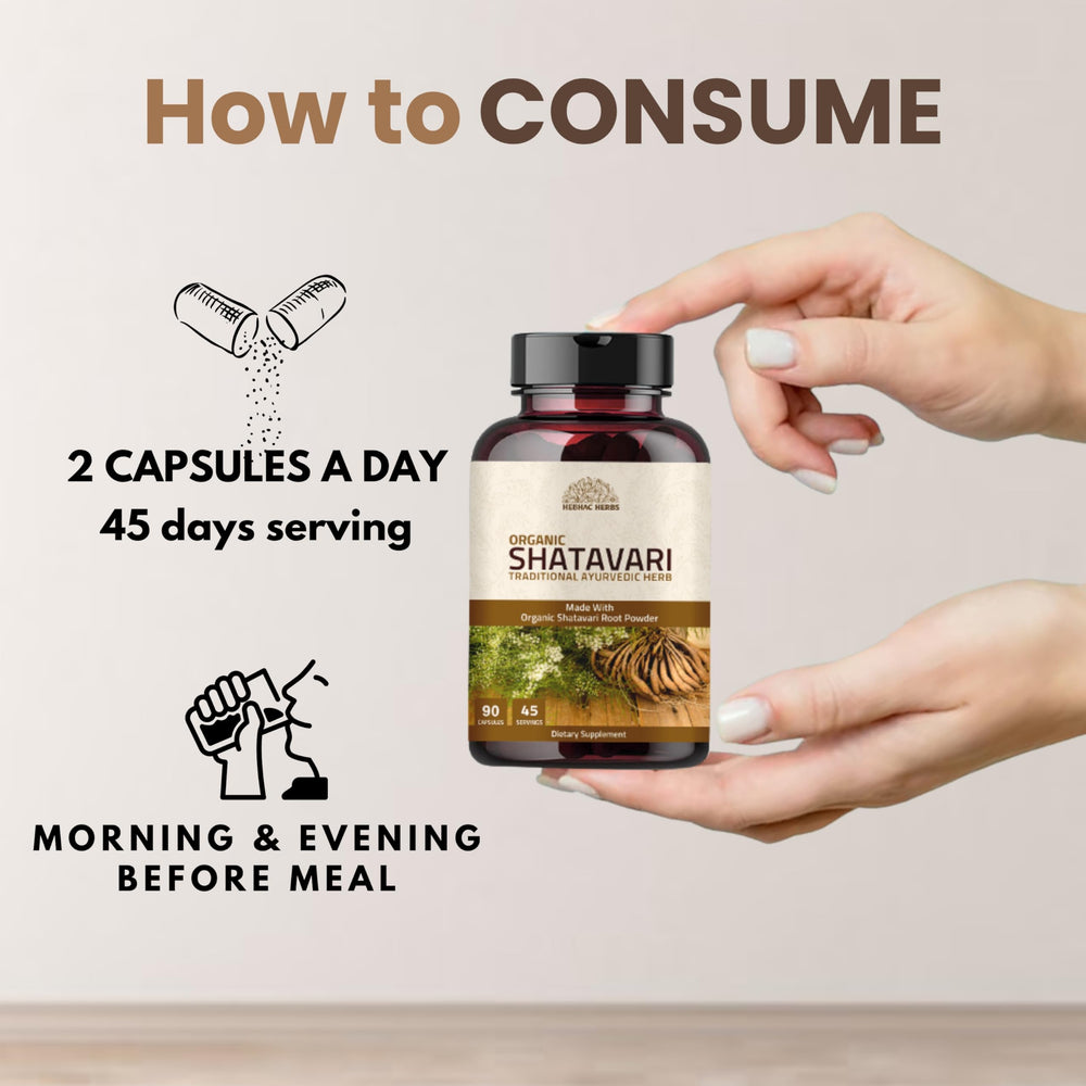 Shatavari capsules 1000mg on white background