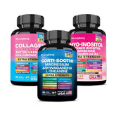 She Shines Set bottle and supplements on white background