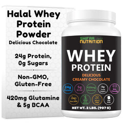 SHIFAA NUTRITION Halal Whey Protein Powder Creamy Chocolate 2lb tub - front view