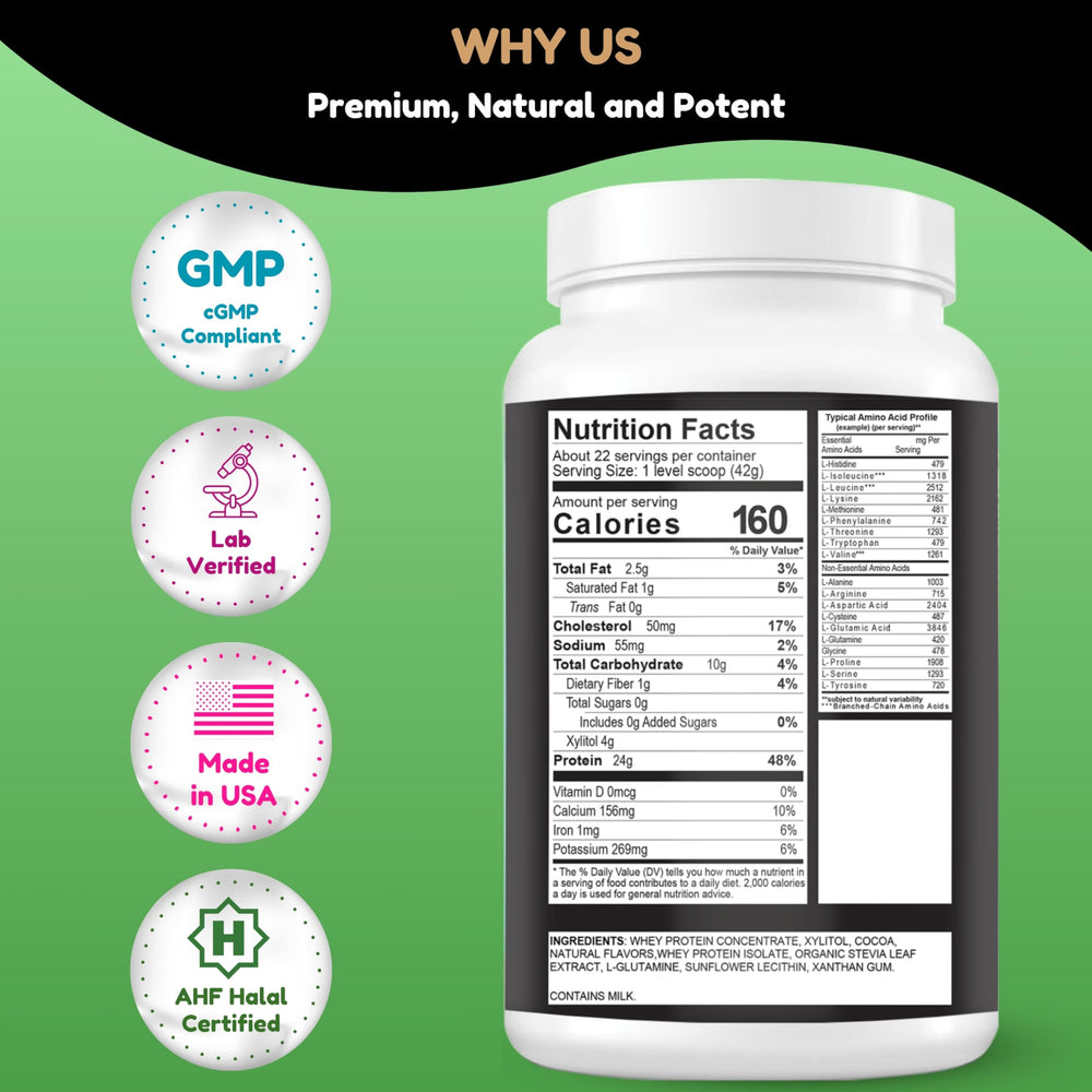 SHIFAA NUTRITION keto-friendly and gluten-free whey powder in kitchen setup