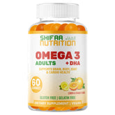 Bottle of SHIFAA NUTRITION Vegan Omega-3 Gummies for Adults 60-count