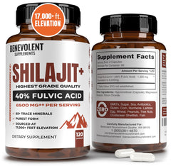 Shilajit 6,500mg per serving with 40% fulvic acid - 120 capsules, USA-made
