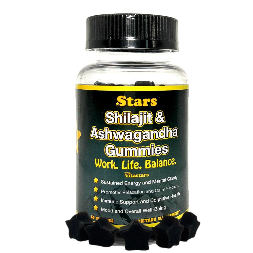 Shilajit Ashwagandha Gummies packaging with label