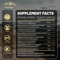 1300mg Shilajit per serving with Ashwagandha